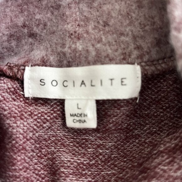 2/$30 Socialite Brushed Knit Mock Neck Long Sleeve Top Wine Red Large #8902 - Picture 5 of 7